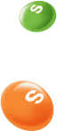 An orange and green skittle