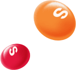 An orange and red skittle