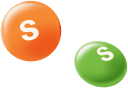 An orange and green skittle